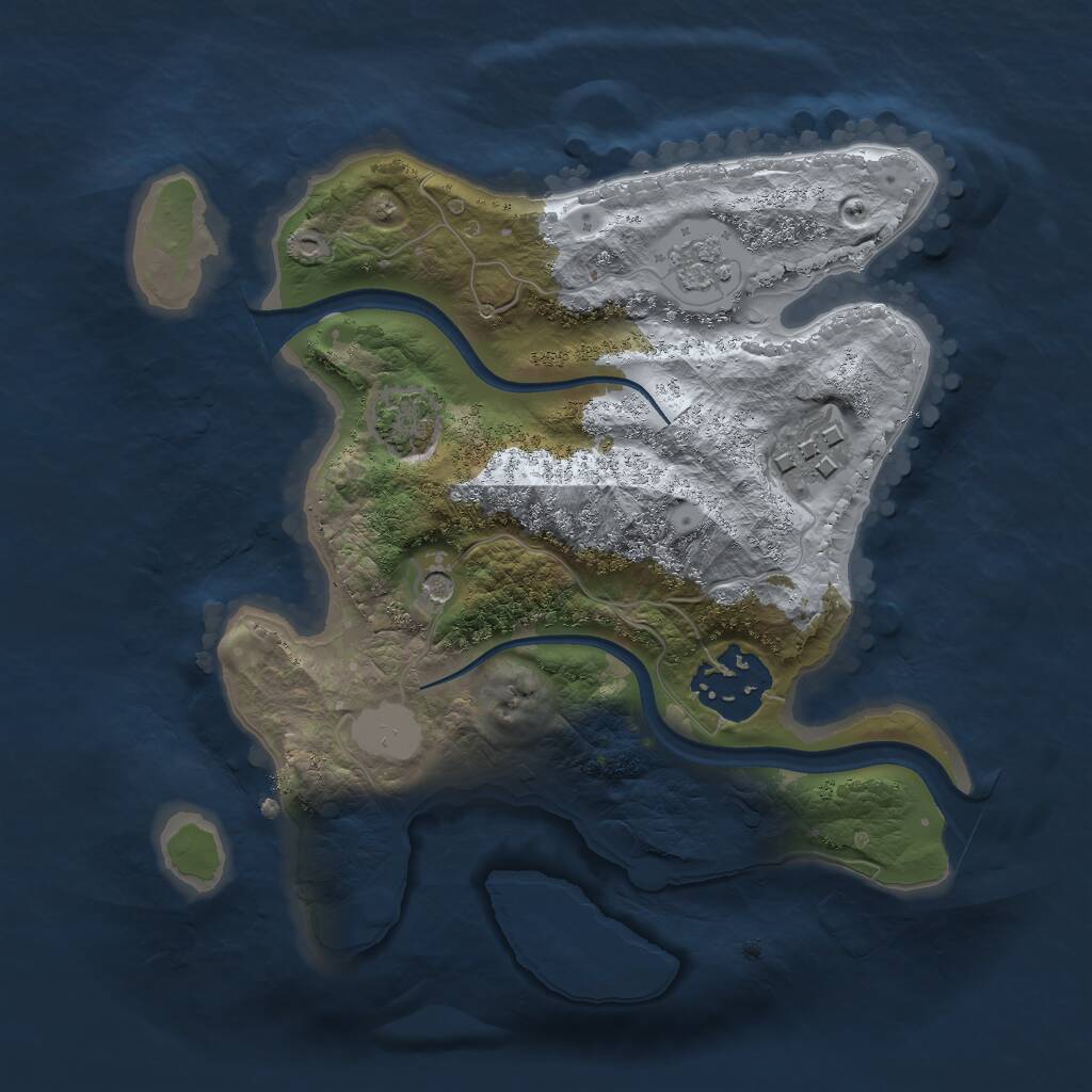 Rust Map: Procedural Map, Size: 2250, Seed: 65416, 6 Monuments