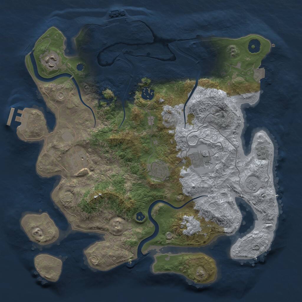Rust Map: Procedural Map, Size: 3400, Seed: 1232885137, 12 Monuments