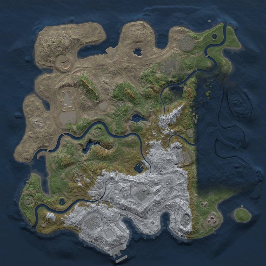 Rust Map: Procedural Map, Size: 4250, Seed: 1058342296, 17 Monuments