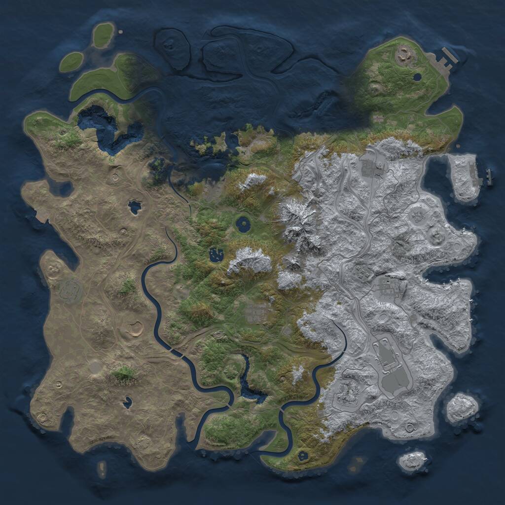 Rust Map: Procedural Map, Size: 5000, Seed: 8394, 17 Monuments