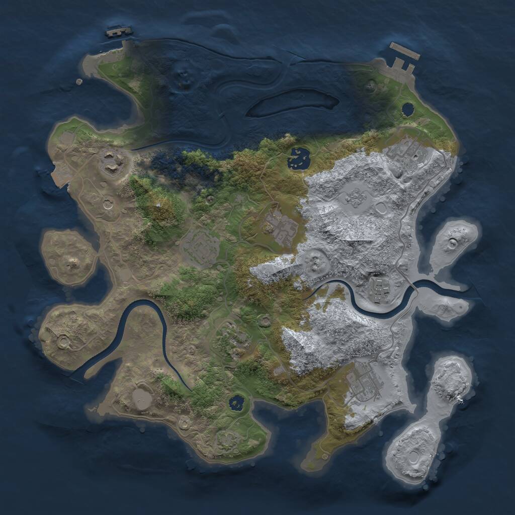 Rust Map: Procedural Map, Size: 3300, Seed: 1072670164, 14 Monuments