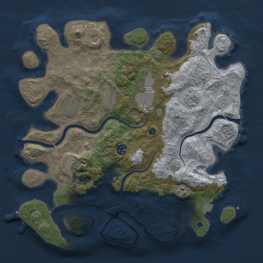Rust Map: Procedural Map, Size: 3750, Seed: 23274599, 13 Monuments