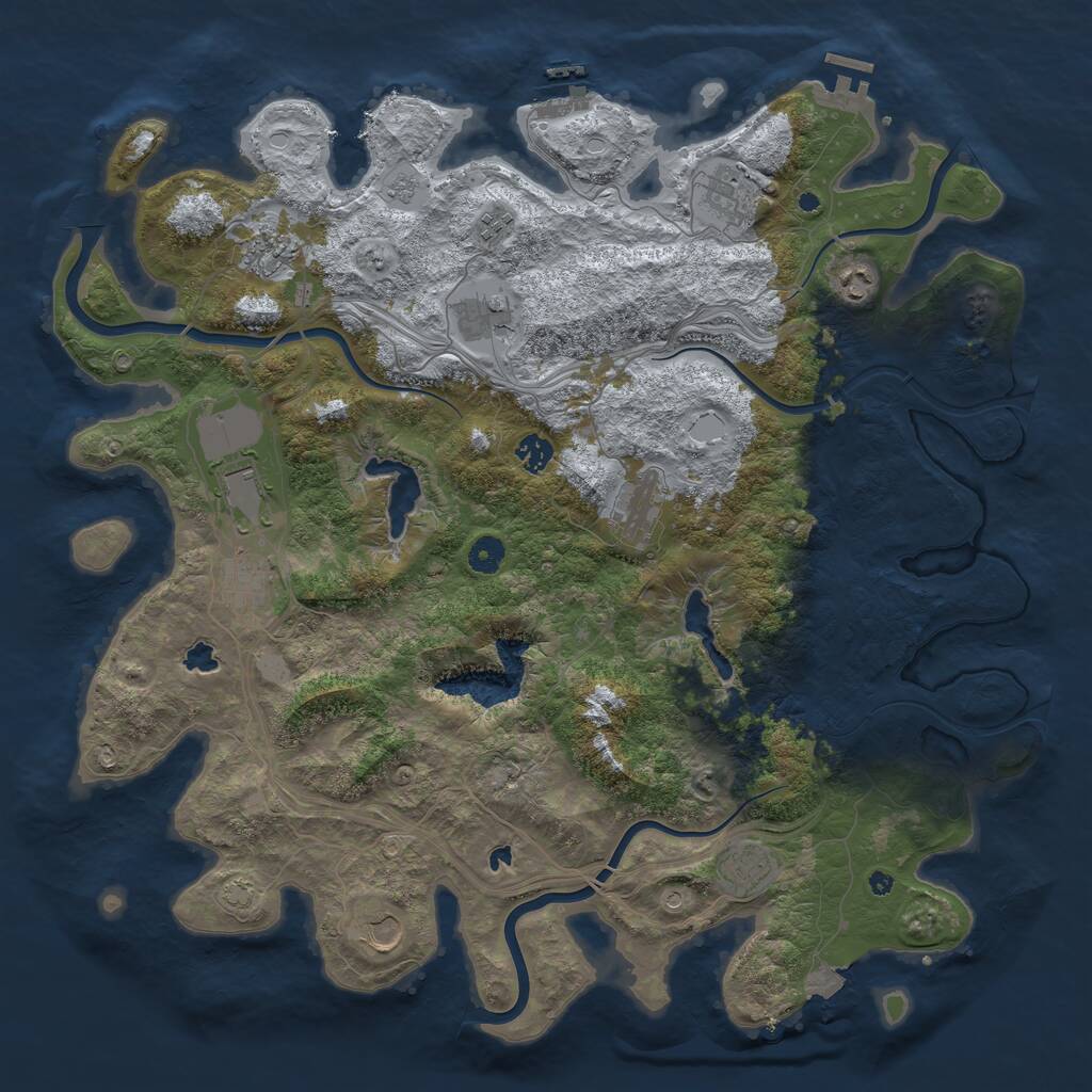 Rust Map: Procedural Map, Size: 4500, Seed: 1743890582, 17 Monuments
