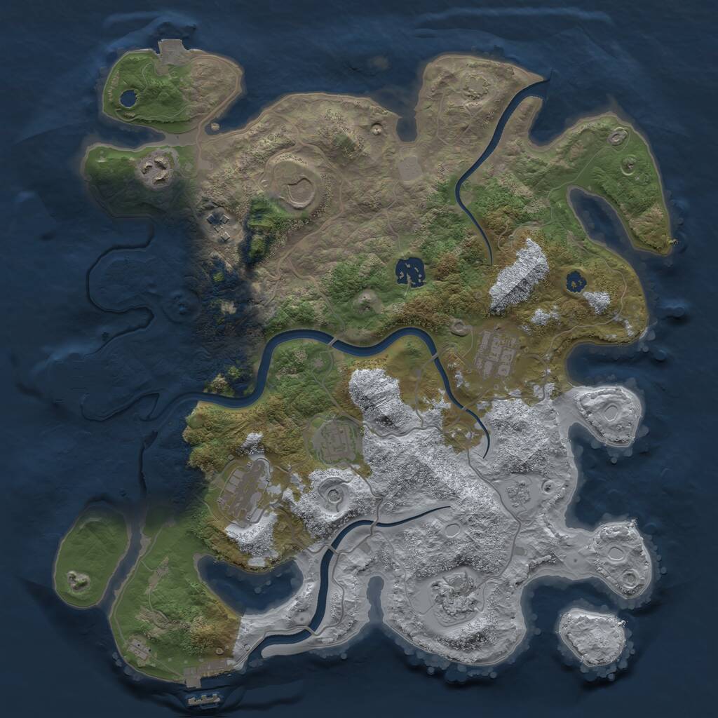 Rust Map: Procedural Map, Size: 3500, Seed: 1673032370, 14 Monuments