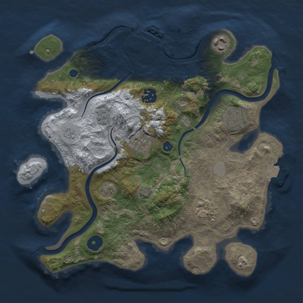 Rust Map: Procedural Map, Size: 3000, Seed: 1346951895, 11 Monuments