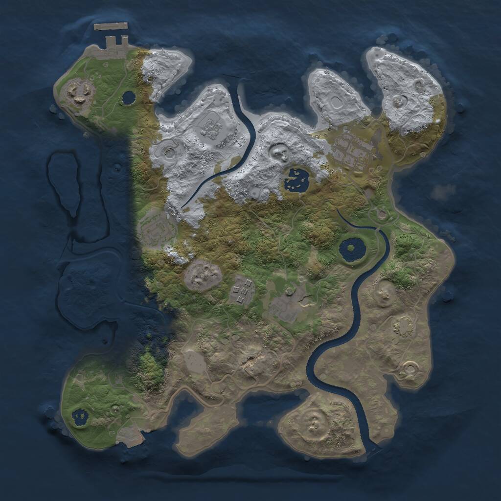 Rust Map: Procedural Map, Size: 3000, Seed: 844859737, 11 Monuments