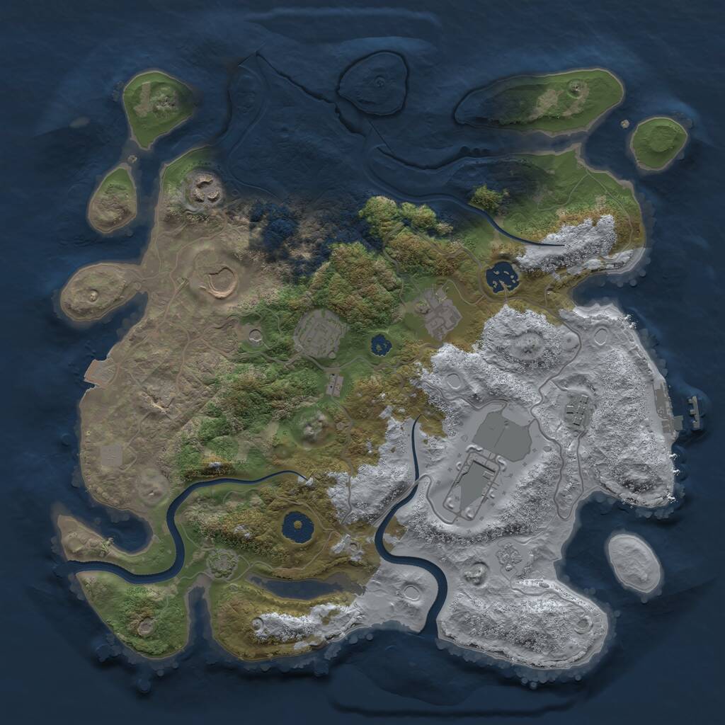 Rust Map: Procedural Map, Size: 3500, Seed: 2302482, 12 Monuments