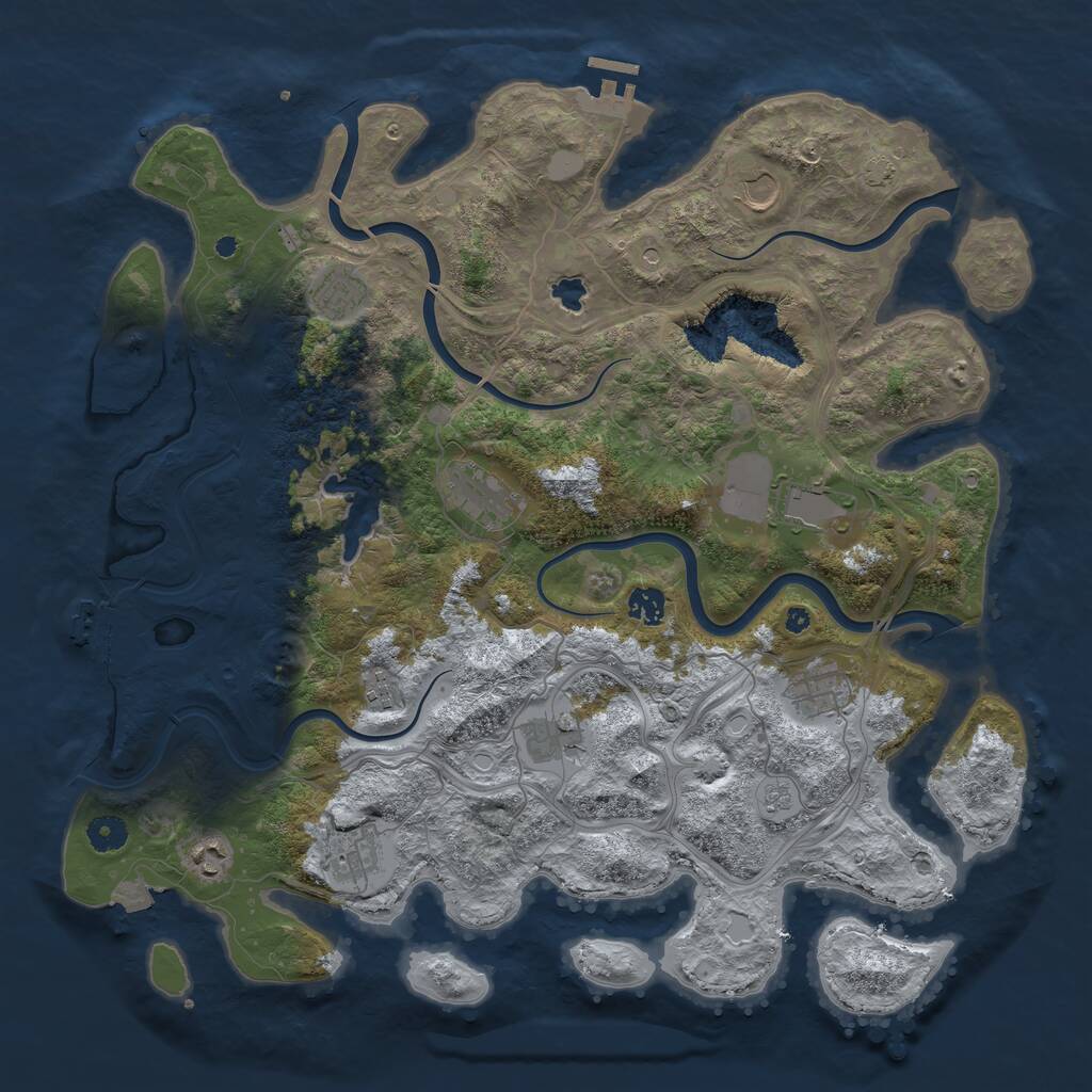 Rust Map: Procedural Map, Size: 4300, Seed: 46893452, 16 Monuments