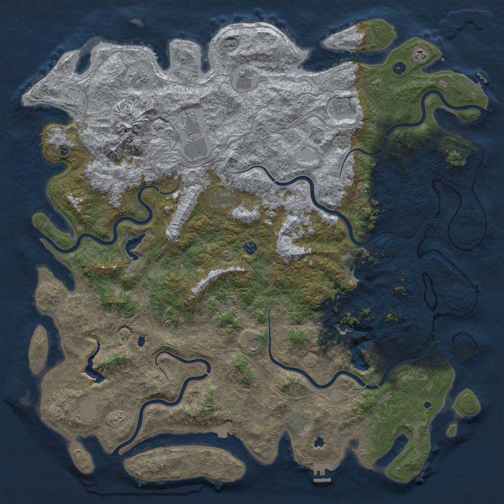 Rust Map: Procedural Map, Size: 6000, Seed: 2102995215, 17 Monuments