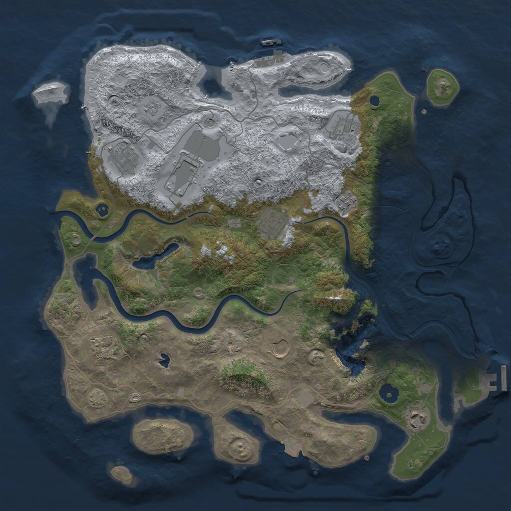 Rust Map: Procedural Map, Size: 4000, Seed: 1265729592, 14 Monuments