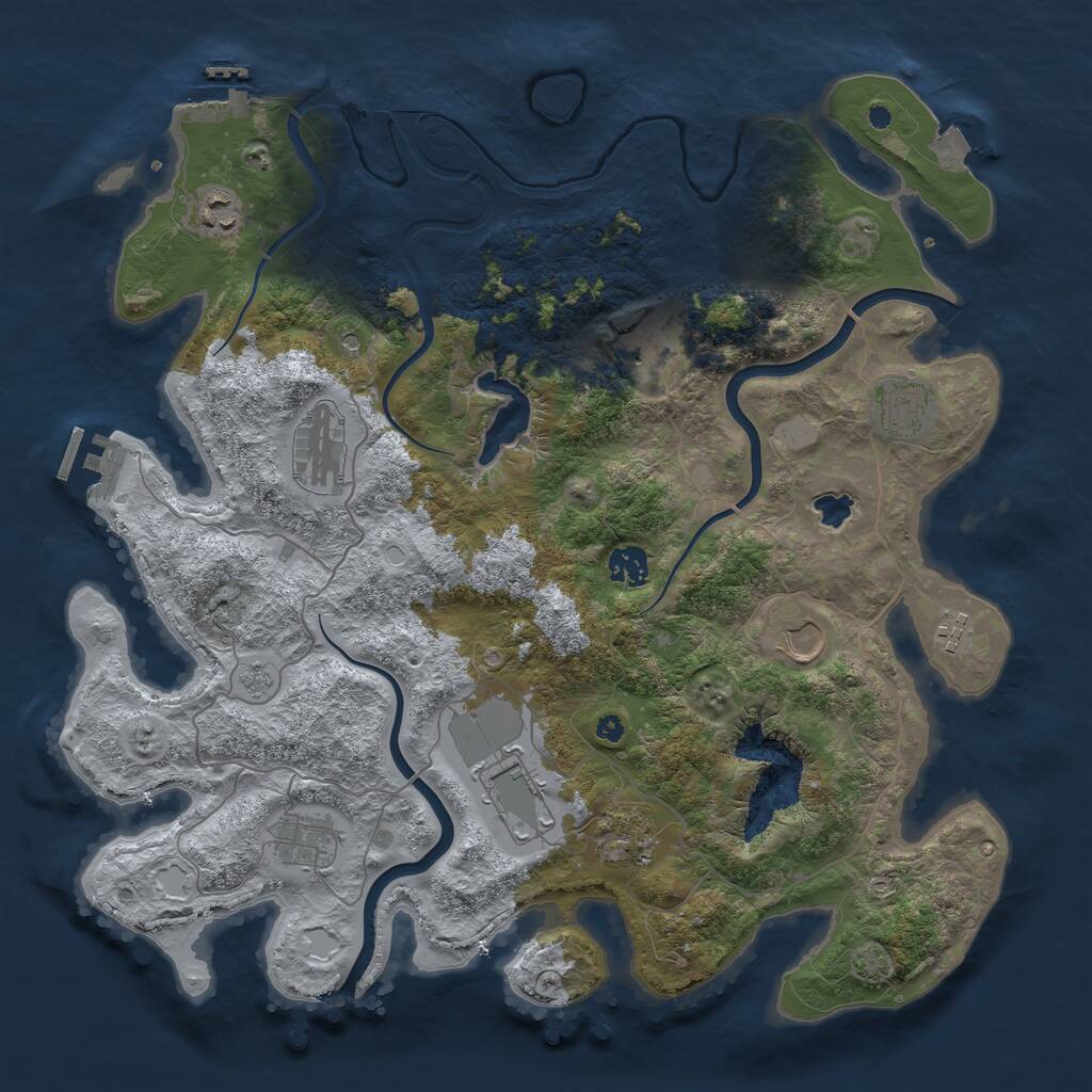 Rust Map: Procedural Map, Size: 4000, Seed: 907621186, 16 Monuments