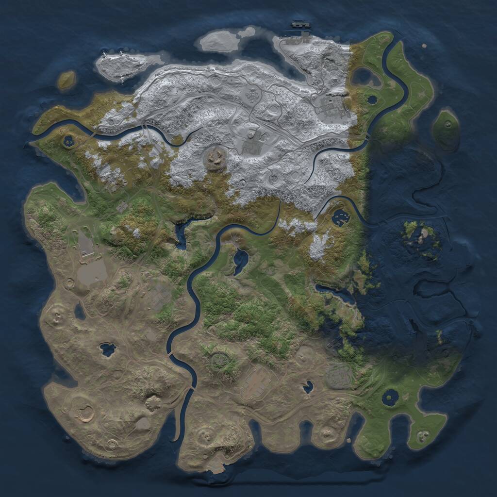 Rust Map: Procedural Map, Size: 4500, Seed: 358162224, 17 Monuments