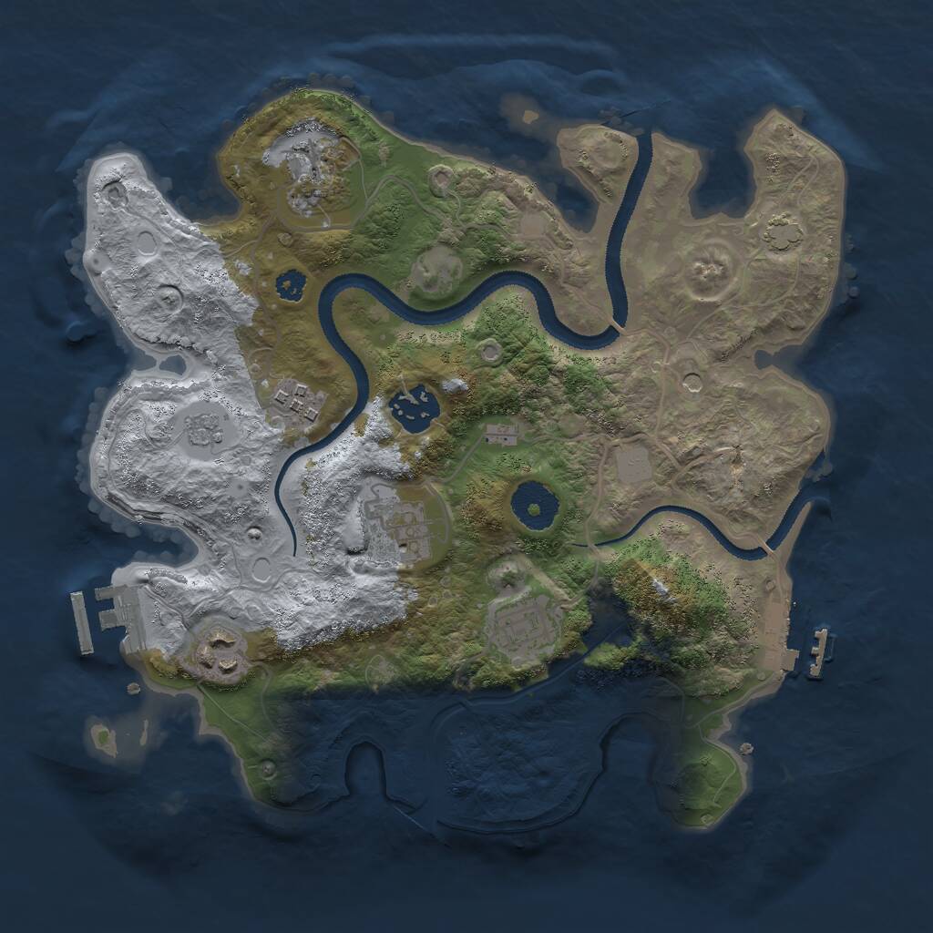 Rust Map: Procedural Map, Size: 3000, Seed: 2141744405, 12 Monuments