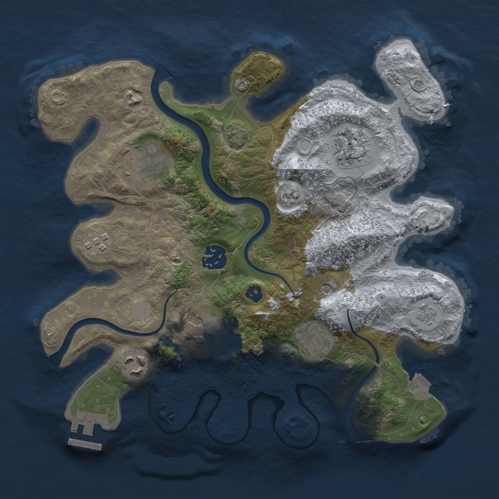 Rust Map: Procedural Map, Size: 3000, Seed: 1369432990, 12 Monuments