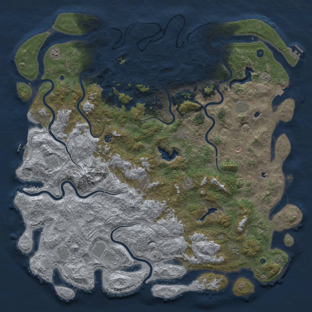 Rust Map: Procedural Map, Size: 6000, Seed: 2009060474, 17 Monuments