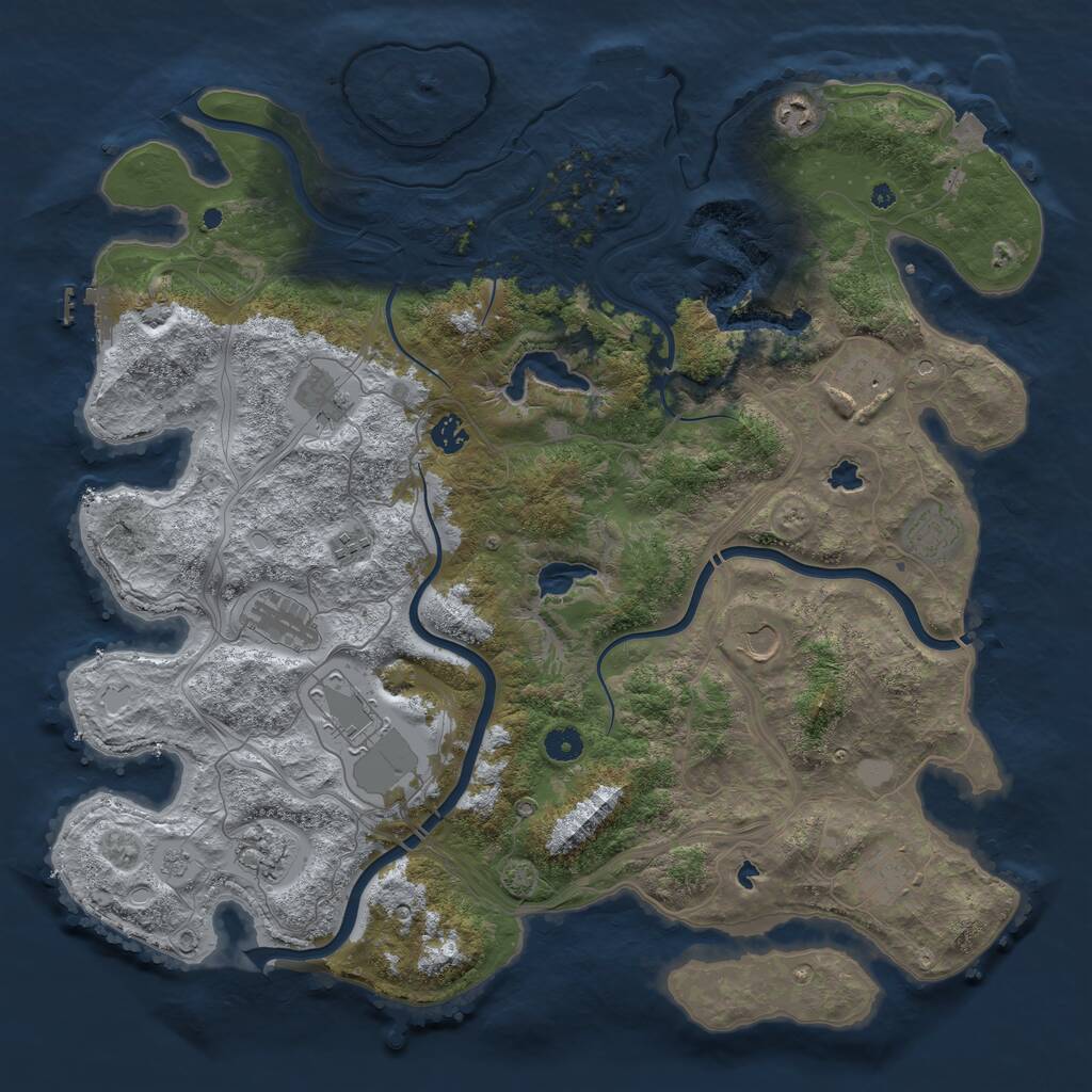 Rust Map: Procedural Map, Size: 4500, Seed: 500709996, 17 Monuments