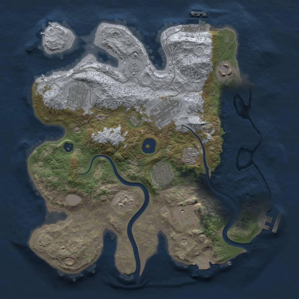 Rust Map: Procedural Map, Size: 3000, Seed: 1126436711, 12 Monuments