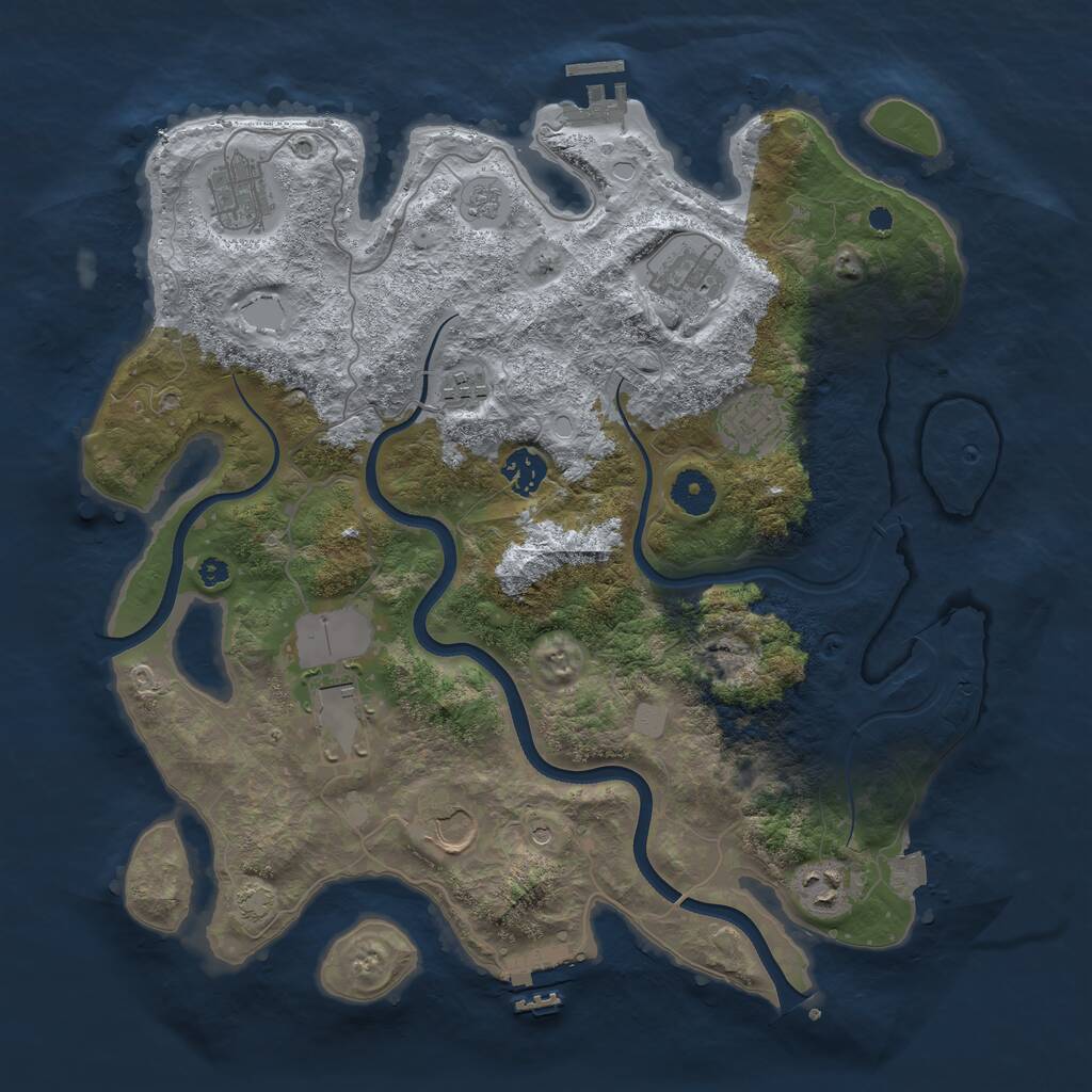 Rust Map: Procedural Map, Size: 3750, Seed: 99873, 14 Monuments