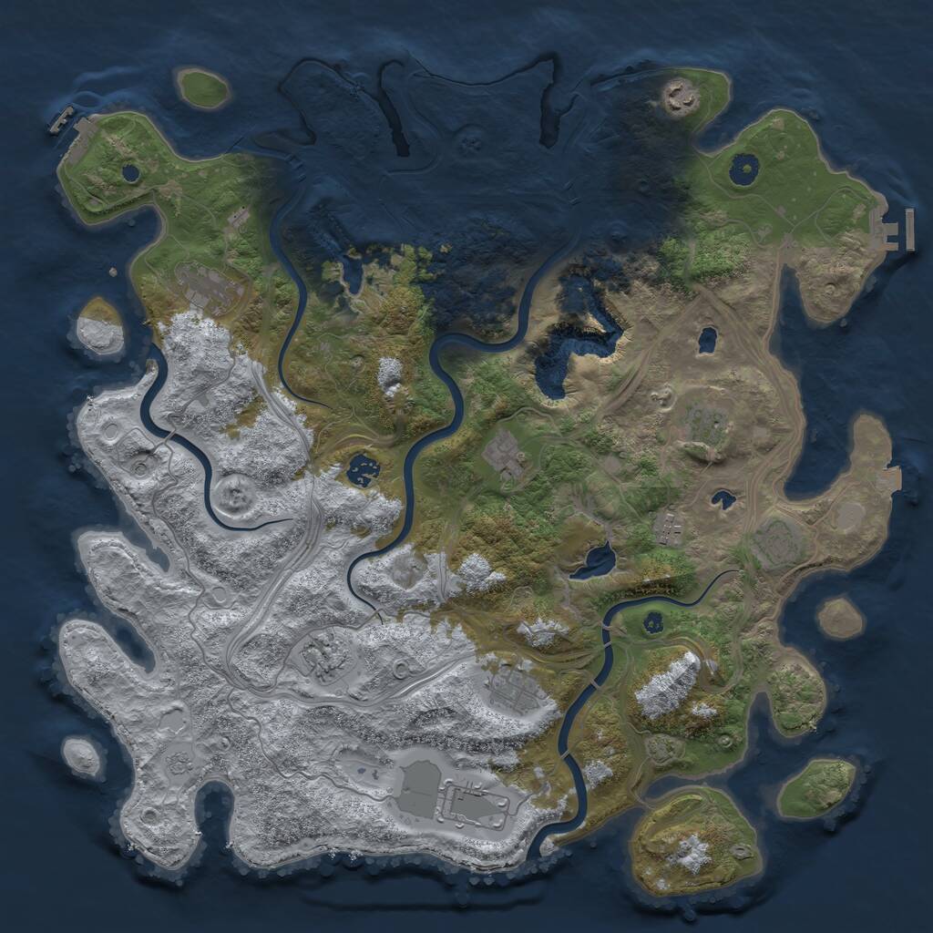 Rust Map: Procedural Map, Size: 4500, Seed: 799716412, 16 Monuments