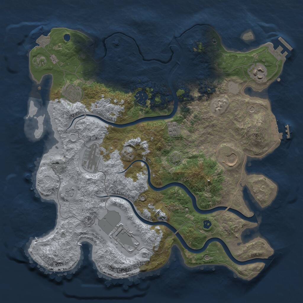 Rust Map: Procedural Map, Size: 3500, Seed: 993526, 13 Monuments