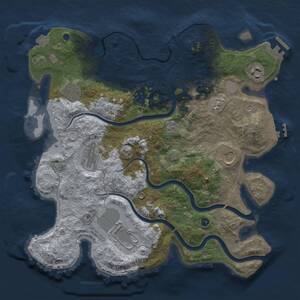 Thumbnail Rust Map: Procedural Map, Size: 3500, Seed: 993526, 13 Monuments