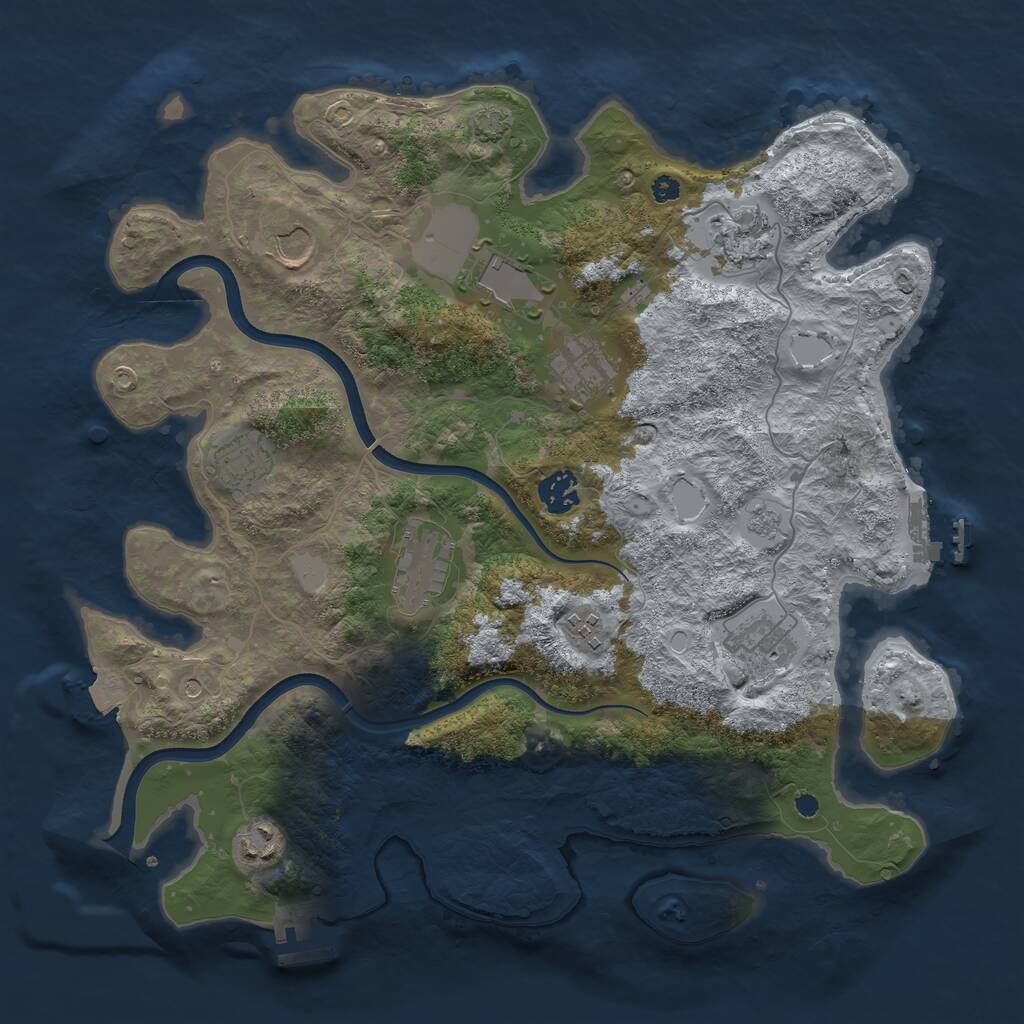 Rust Map: Procedural Map, Size: 3700, Seed: 5428899, 16 Monuments