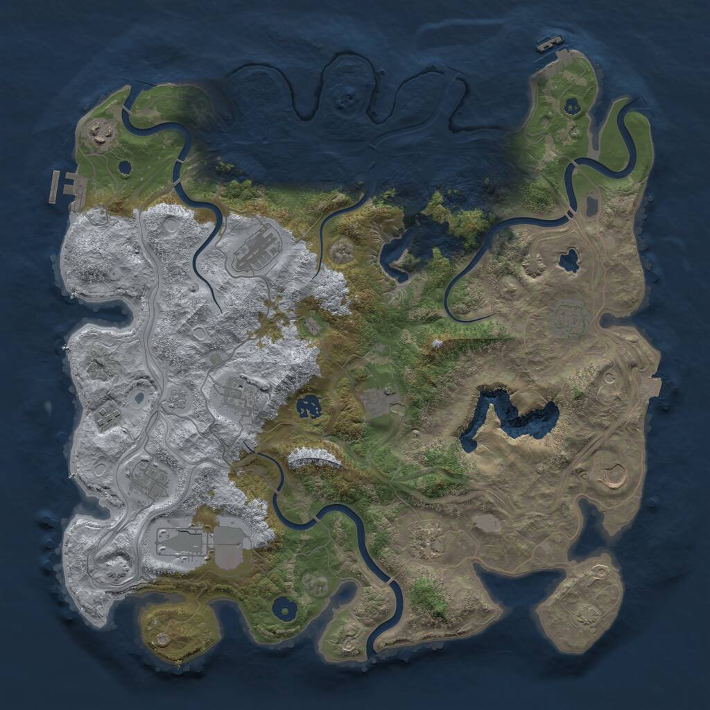 Rust Map: Procedural Map, Size: 4300, Seed: 530577195, 17 Monuments