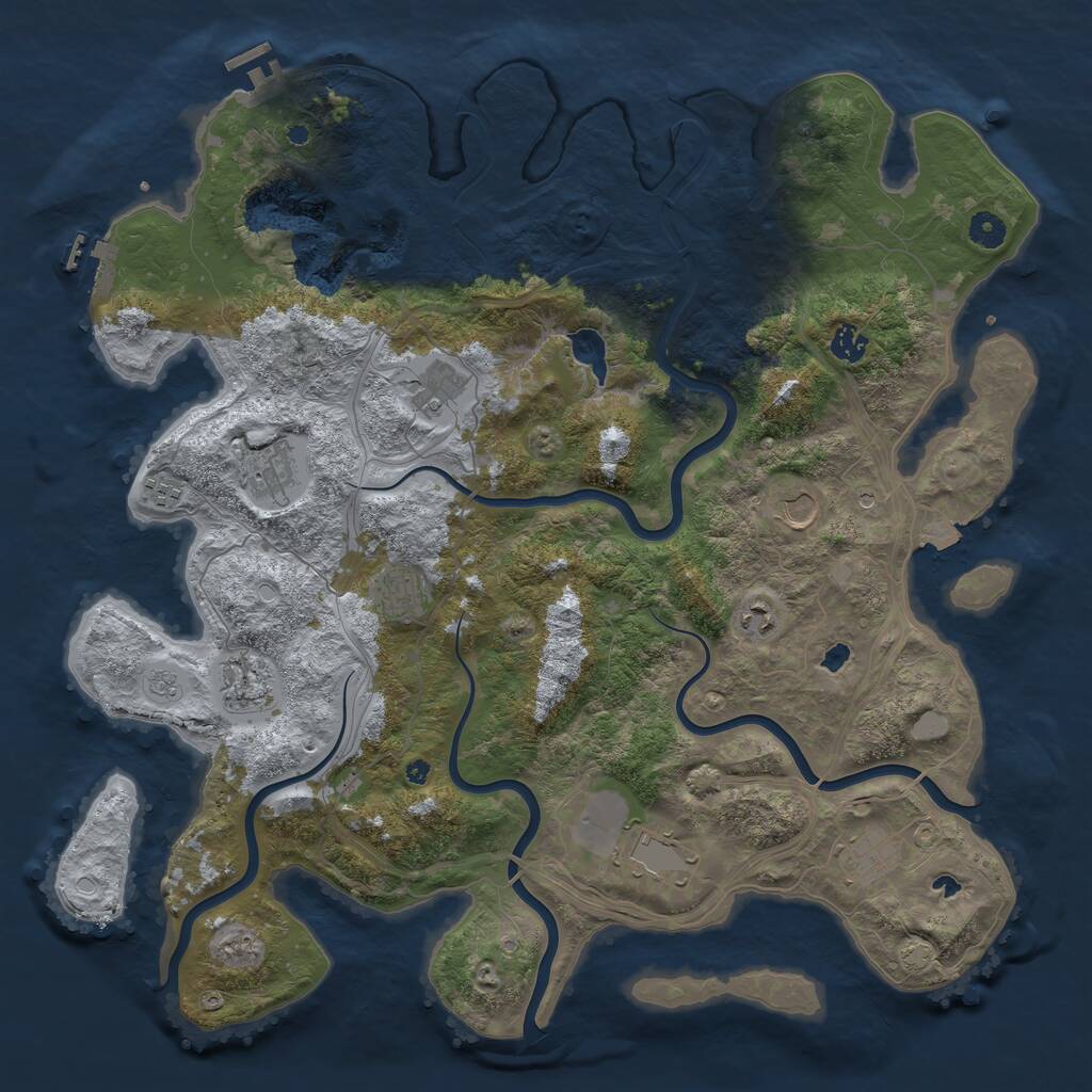 Rust Map: Procedural Map, Size: 4500, Seed: 75653345, 16 Monuments
