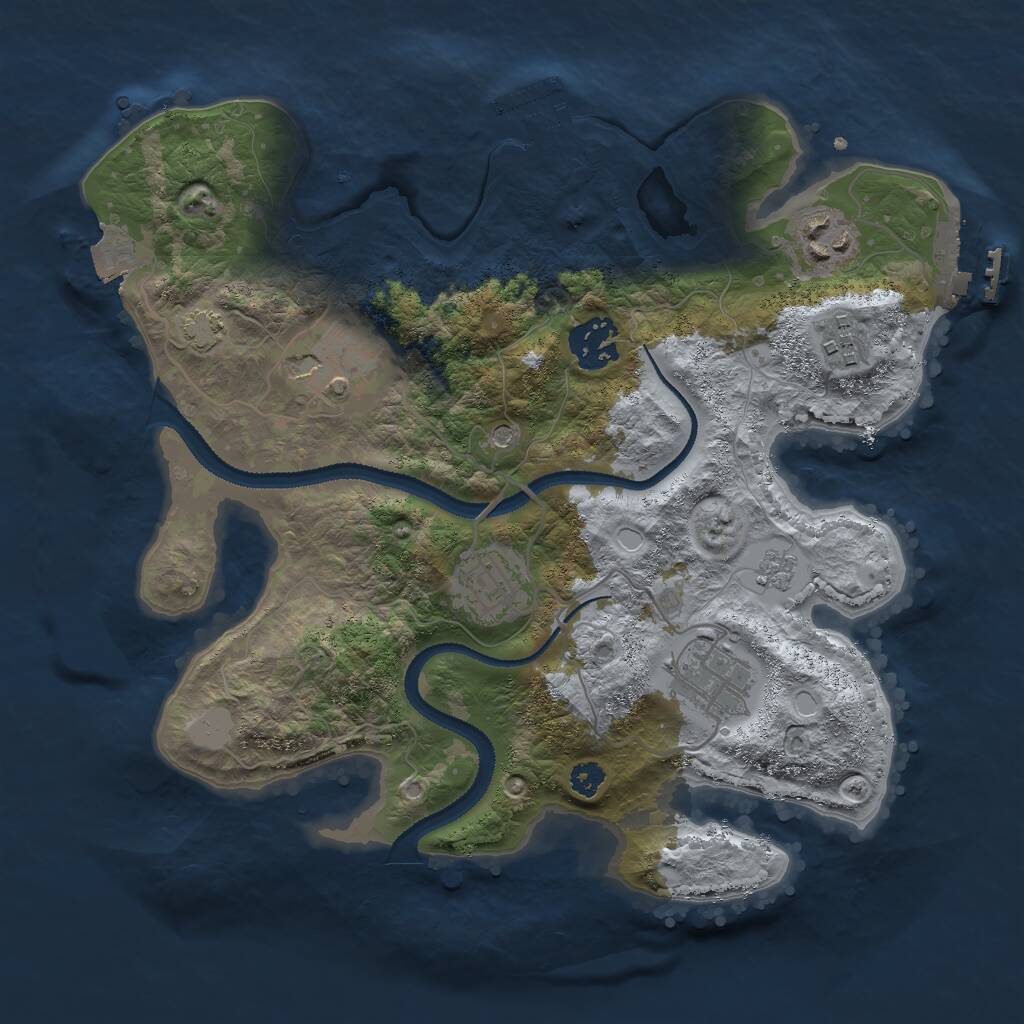 Rust Map: Procedural Map, Size: 3000, Seed: 56603, 12 Monuments