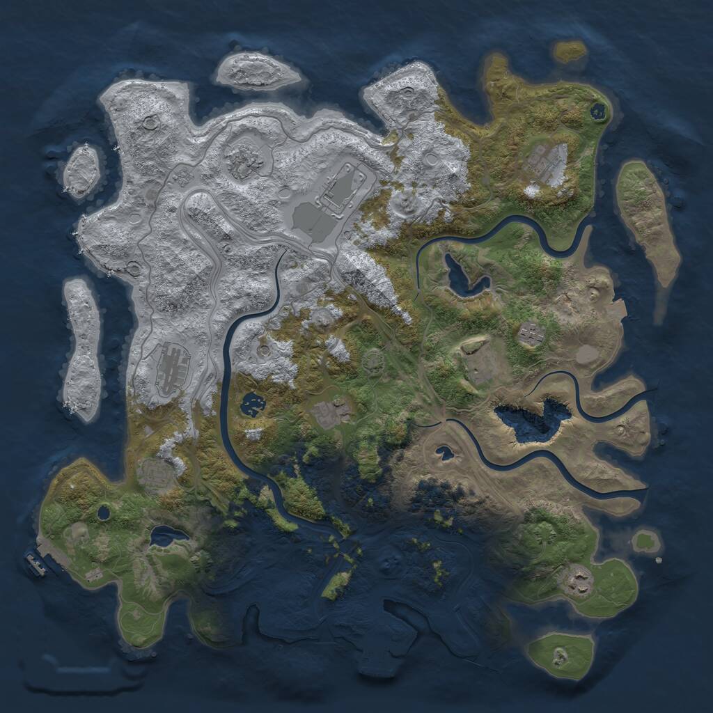 Rust Map: Procedural Map, Size: 4500, Seed: 567995796, 16 Monuments