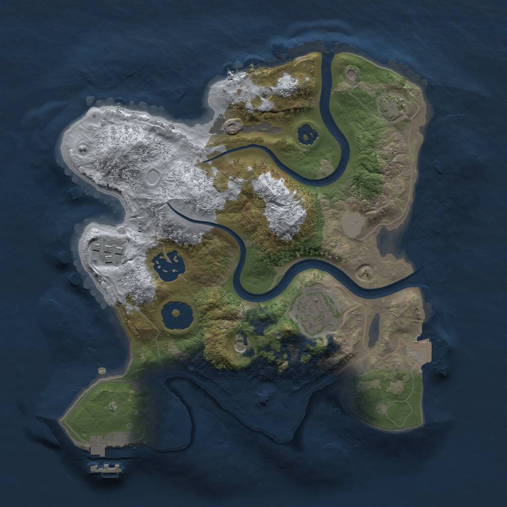 Rust Map: Procedural Map, Size: 2500, Seed: 1098952153, 7 Monuments