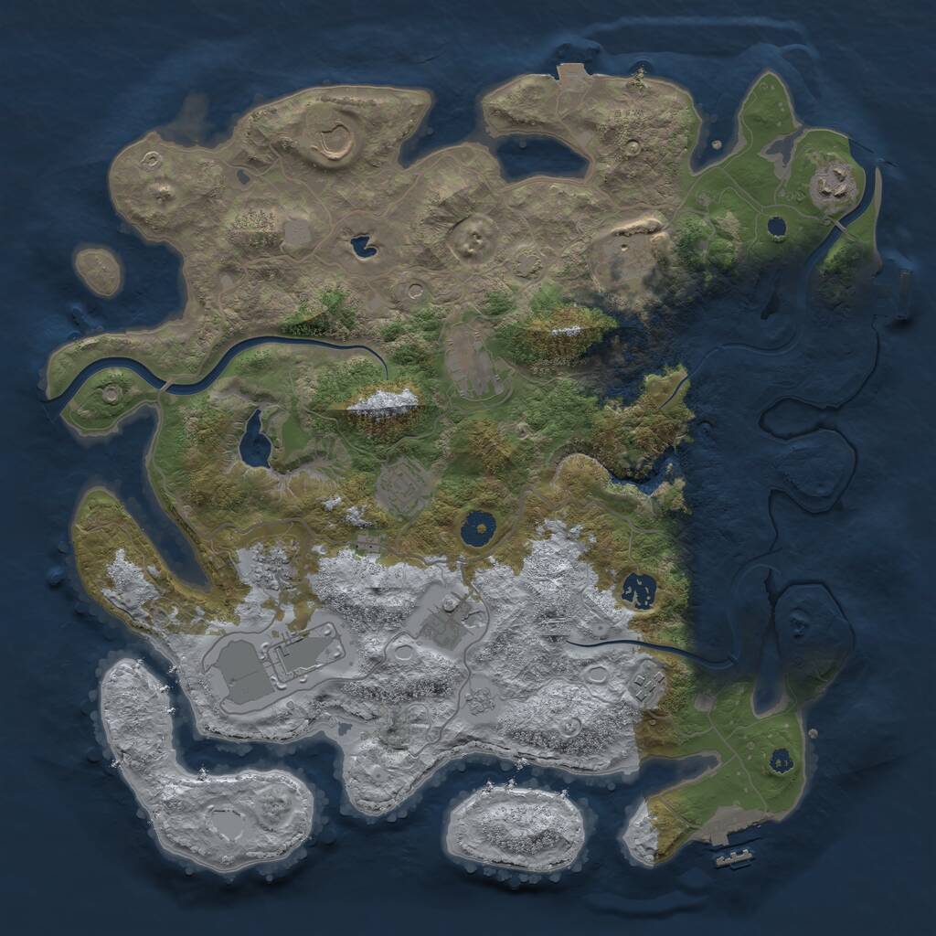 Rust Map: Procedural Map, Size: 4000, Seed: 2111637016, 16 Monuments