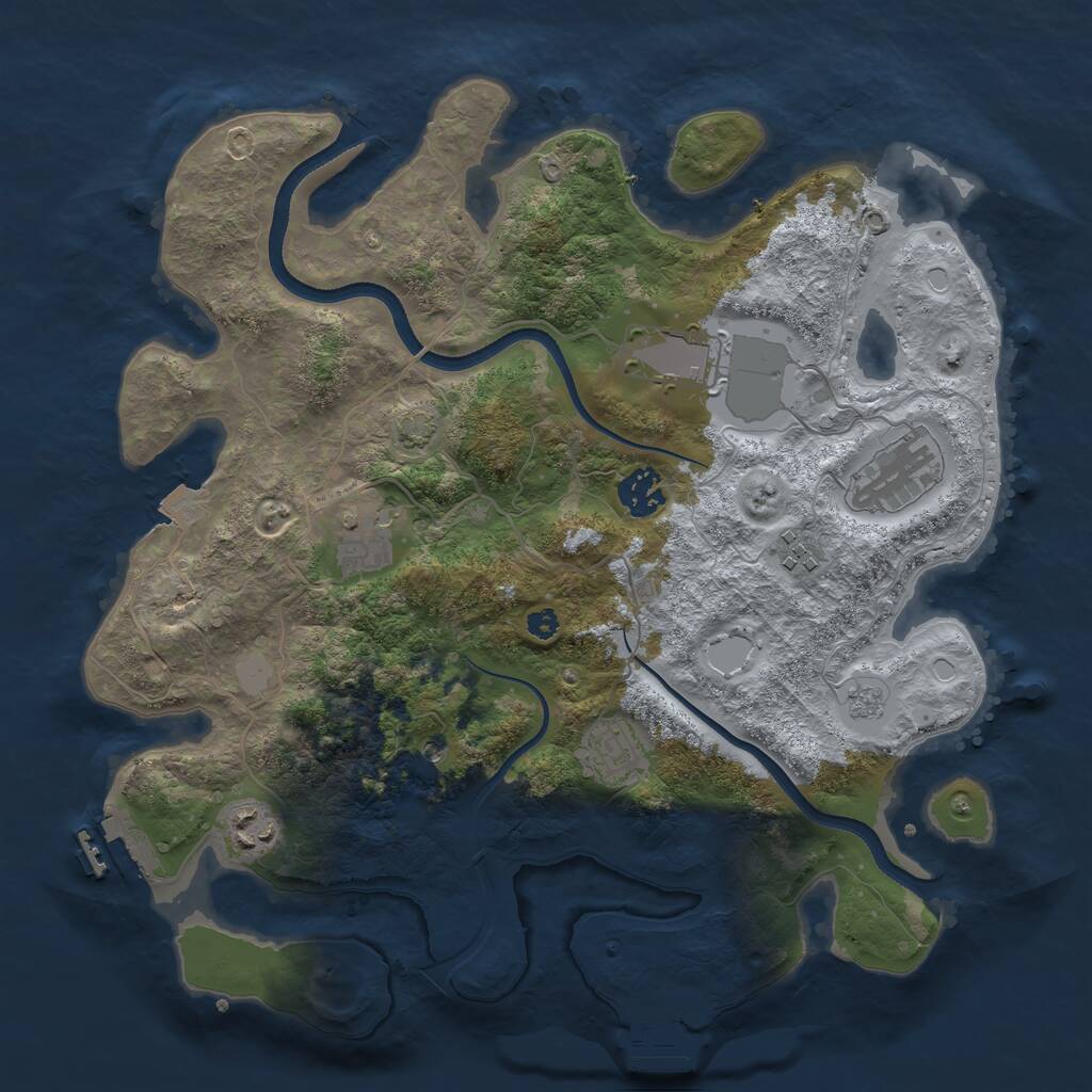 Rust Map: Procedural Map, Size: 3500, Seed: 536767, 13 Monuments