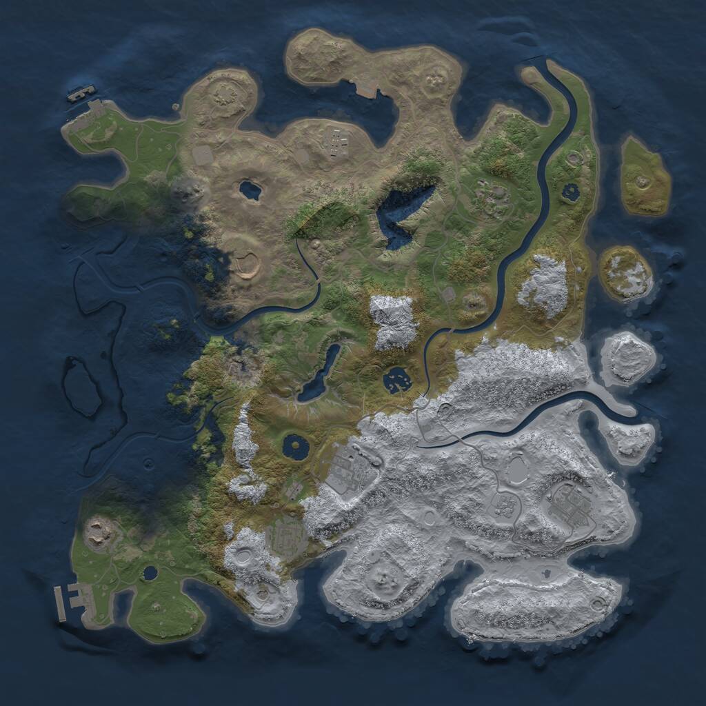 Rust Map: Procedural Map, Size: 4000, Seed: 891254265, 14 Monuments