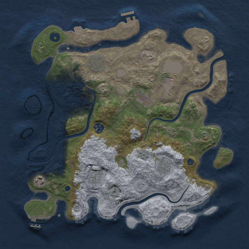 Rust Map: Procedural Map, Size: 3700, Seed: 553233195, 14 Monuments
