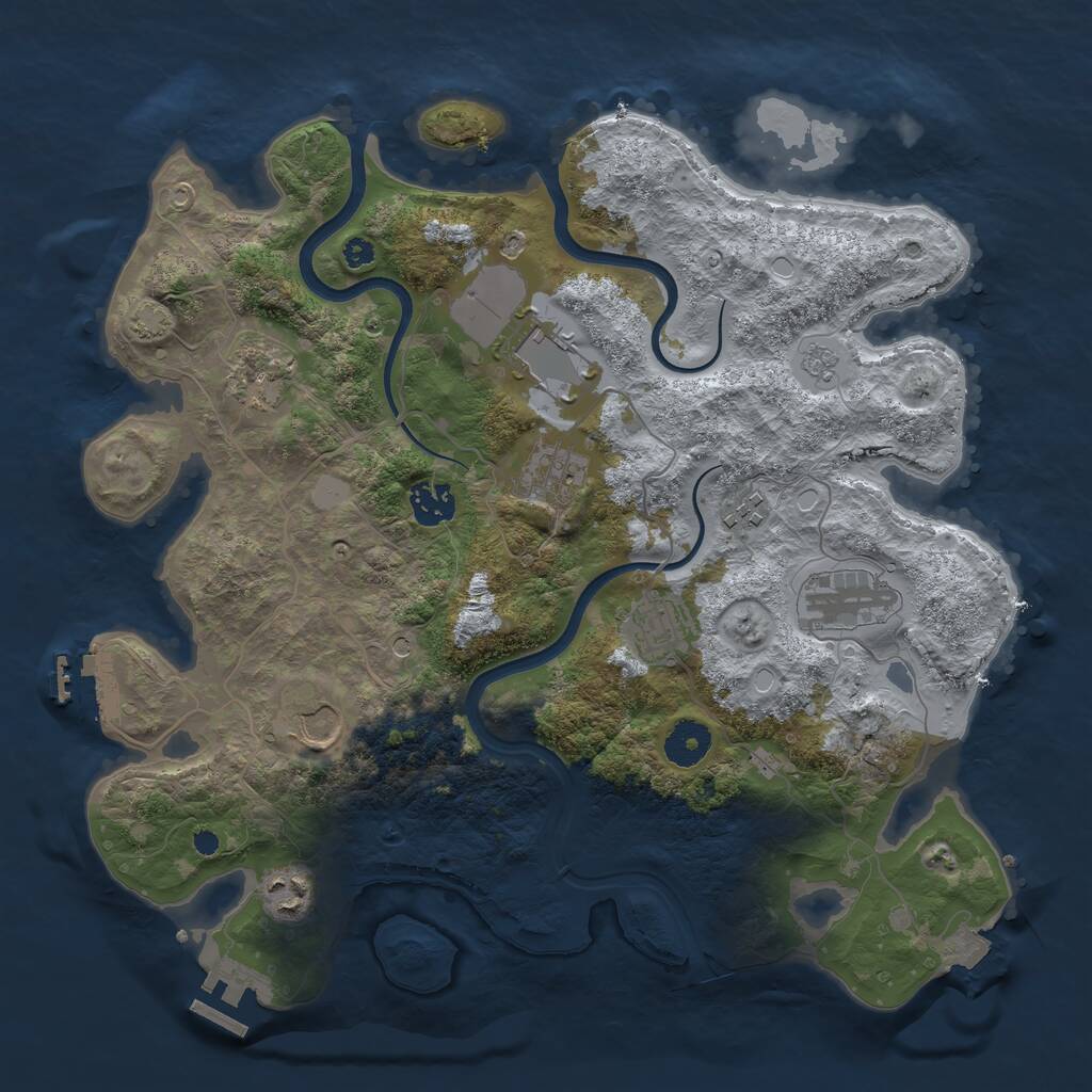 Rust Map: Procedural Map, Size: 3600, Seed: 1111000000, 15 Monuments