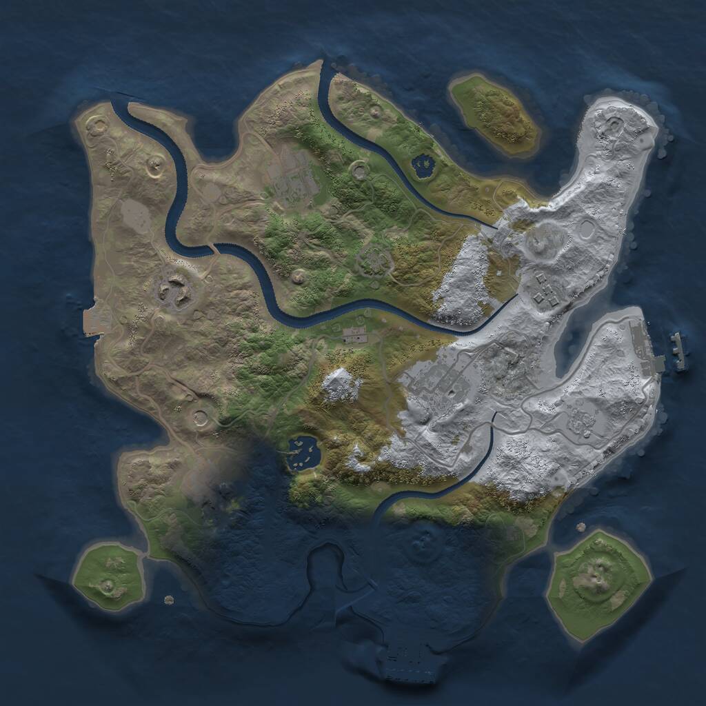 Rust Map: Procedural Map, Size: 3000, Seed: 1836647867, 12 Monuments