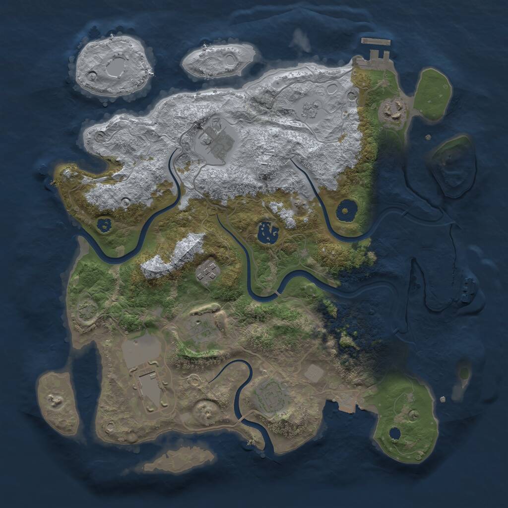 Rust Map: Procedural Map, Size: 3500, Seed: 1518348555, 13 Monuments