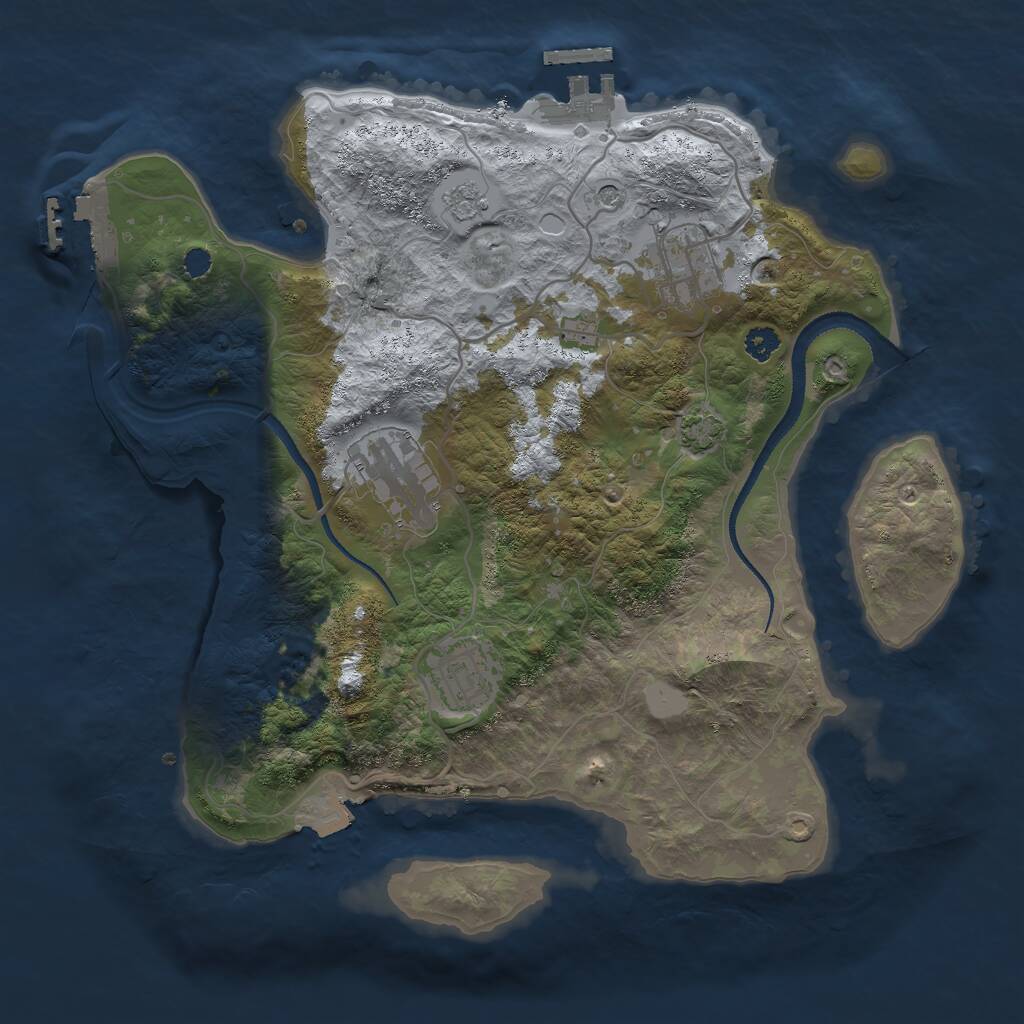 Rust Map: Procedural Map, Size: 3000, Seed: 1301331574, 9 Monuments