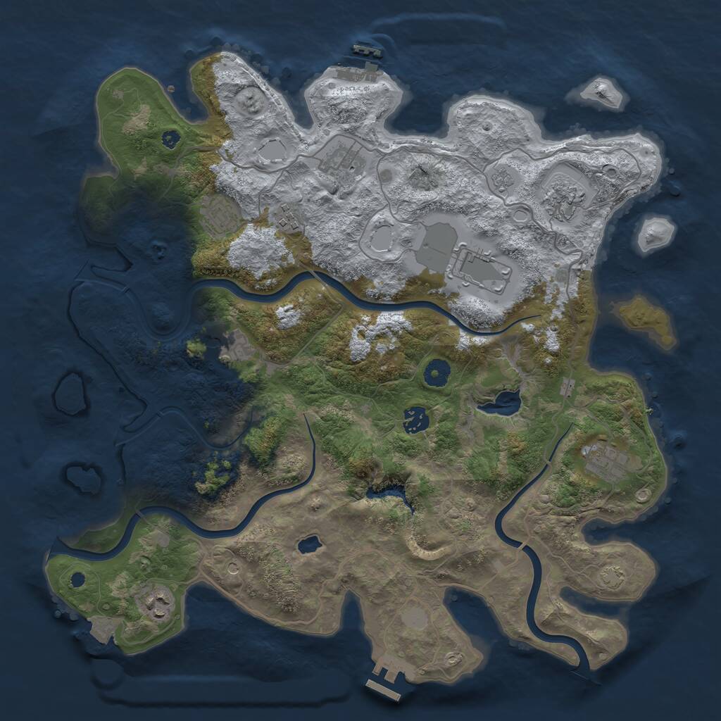 Rust Map: Procedural Map, Size: 4000, Seed: 1105352503, 15 Monuments