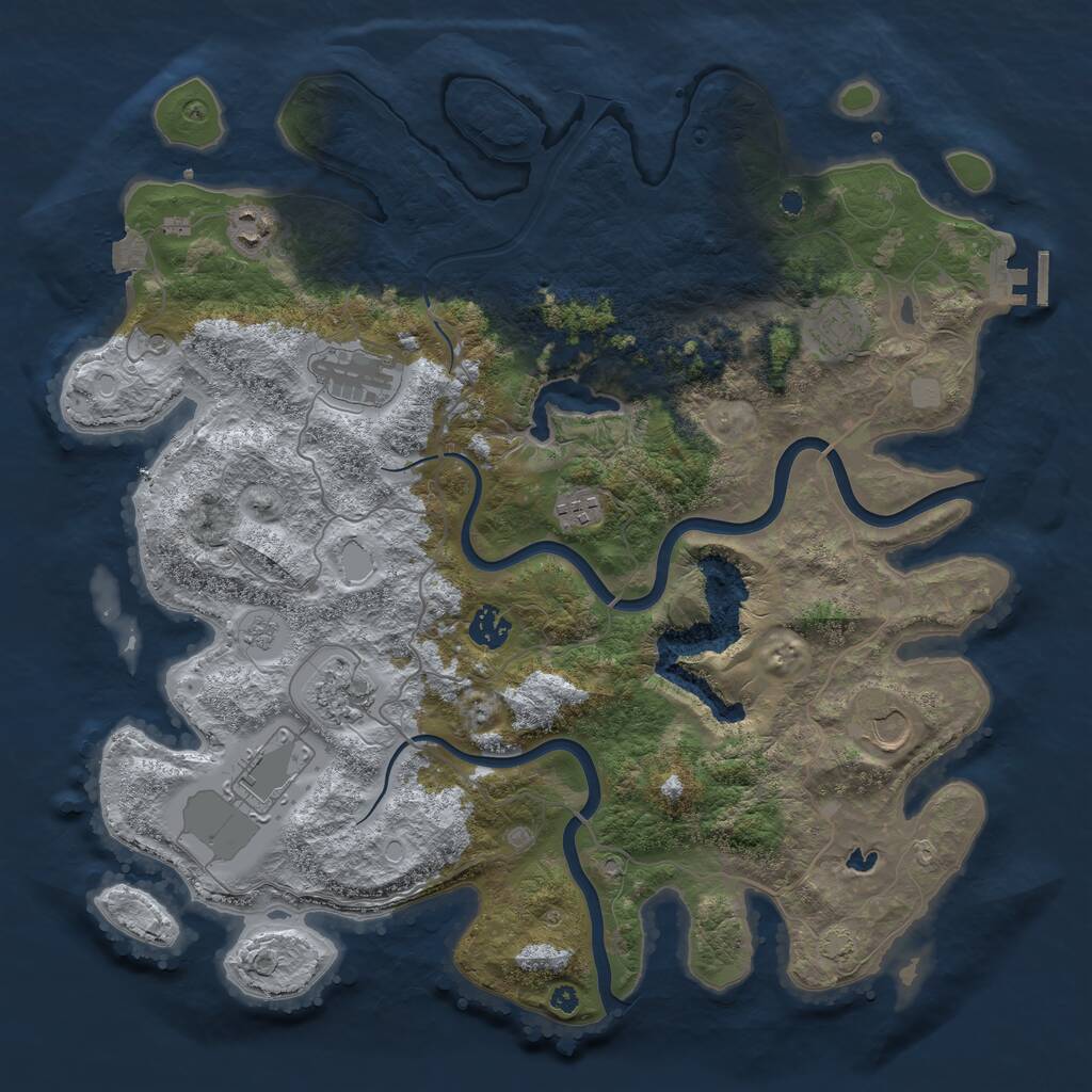 Rust Map: Procedural Map, Size: 4000, Seed: 1165214038, 13 Monuments