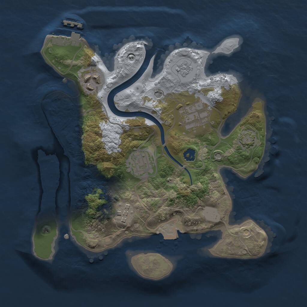 Rust Map: Procedural Map, Size: 2450, Seed: 75051, 9 Monuments