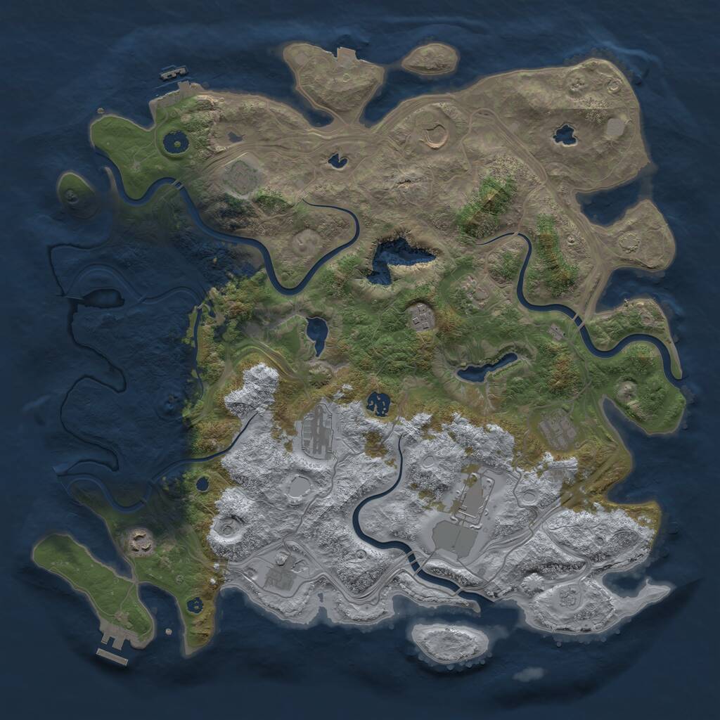 Rust Map: Procedural Map, Size: 4500, Seed: 715679181, 16 Monuments