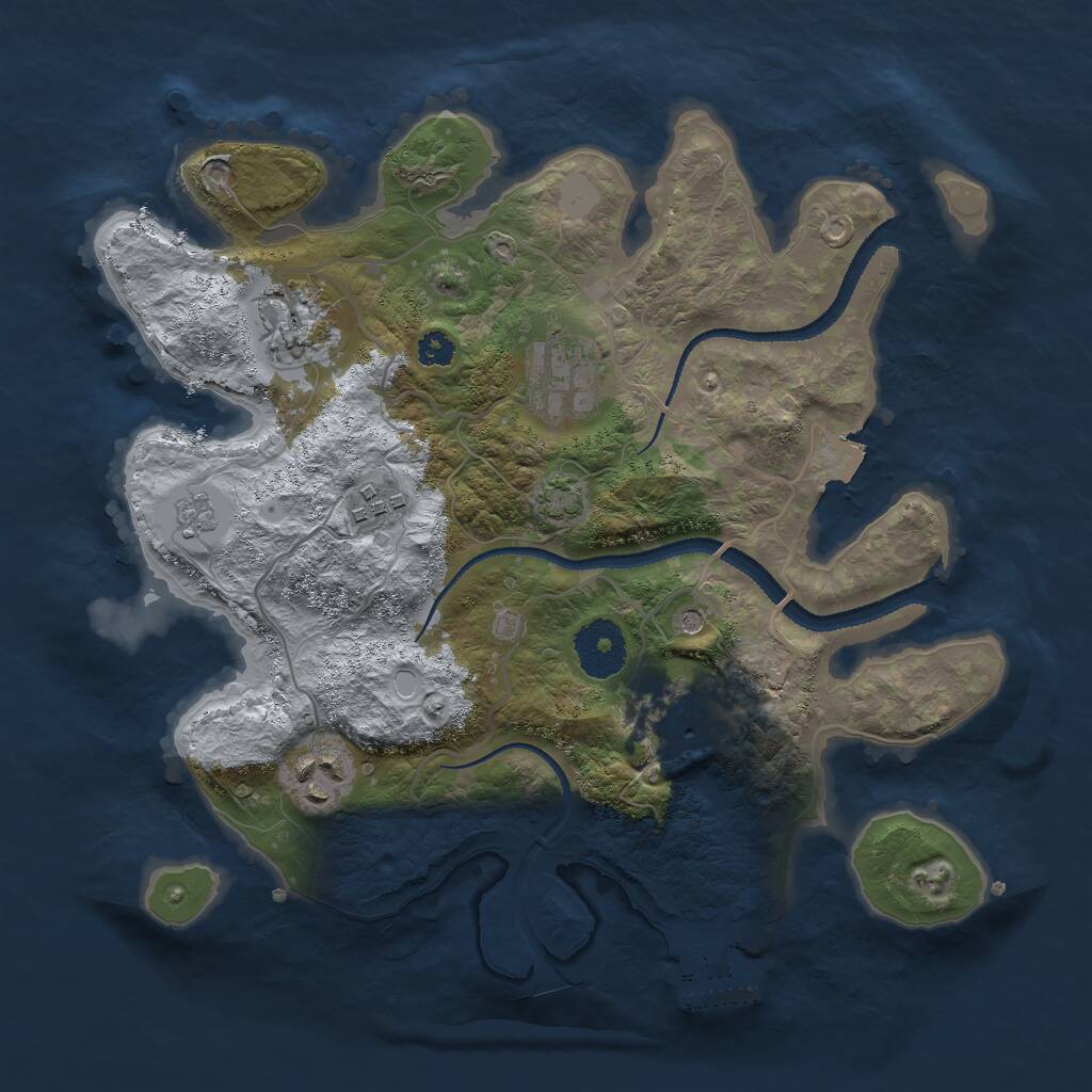 Rust Map: Procedural Map, Size: 3000, Seed: 903758, 10 Monuments