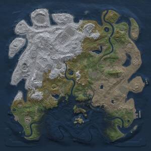 Thumbnail Rust Map: Procedural Map, Size: 4500, Seed: 132304235, 15 Monuments