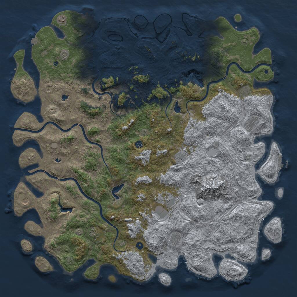 Rust Map: Procedural Map, Size: 6000, Seed: 937127446, 17 Monuments