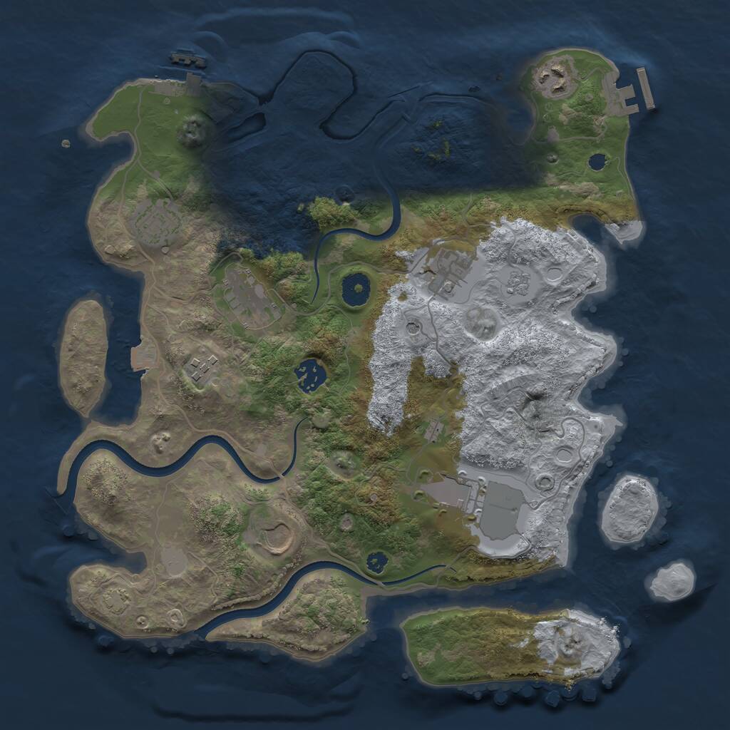 Rust Map: Procedural Map, Size: 3500, Seed: 23463478, 14 Monuments