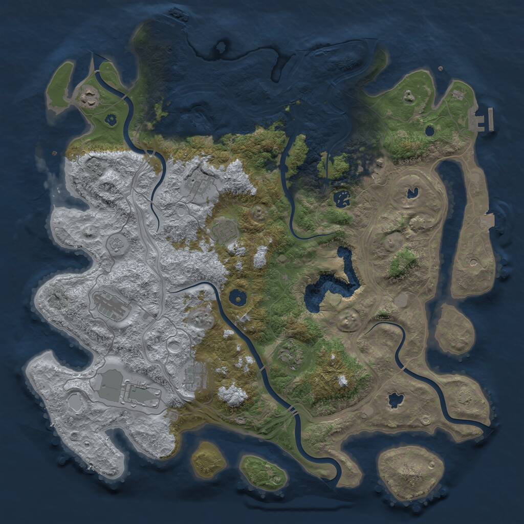Rust Map: Procedural Map, Size: 4500, Seed: 116657676, 16 Monuments