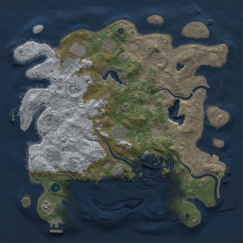 Rust Map: Procedural Map, Size: 4000, Seed: 161025, 16 Monuments