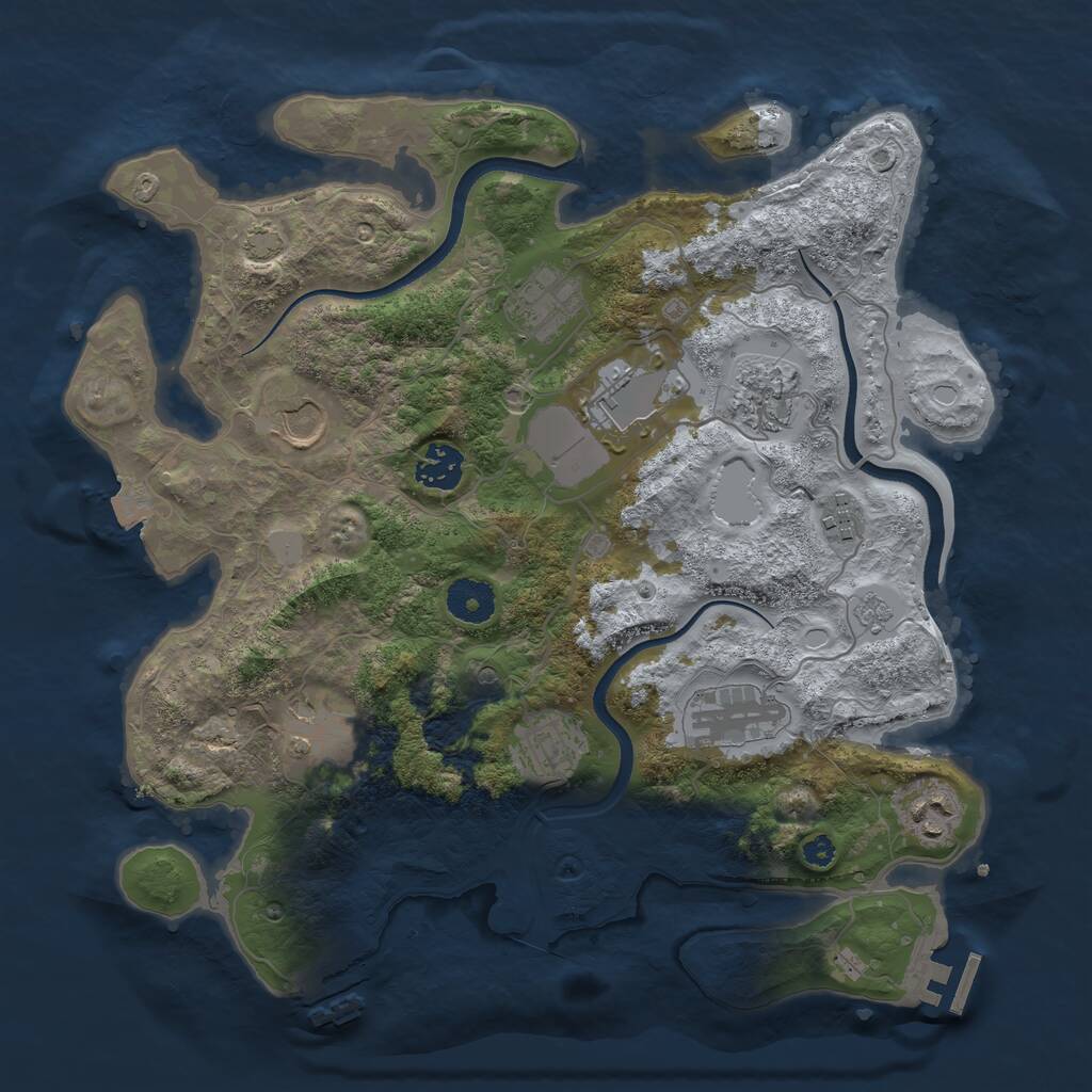 Rust Map: Procedural Map, Size: 3500, Seed: 4556, 16 Monuments